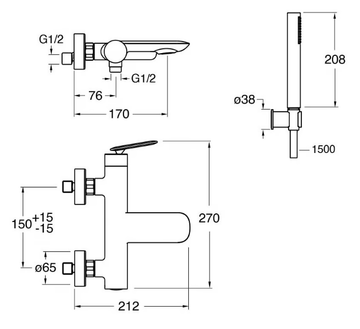 FOIL CRIFL100 - Wall-mounted bathtub mixer with hand shower by CRISTINA Rubinetterie - view 3